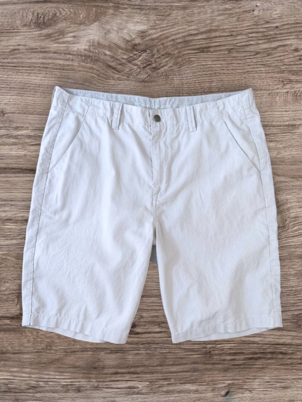 Calvin Klein Jeans Off-White Linen Blend Chino Golf Preppy Shorts Men's 36